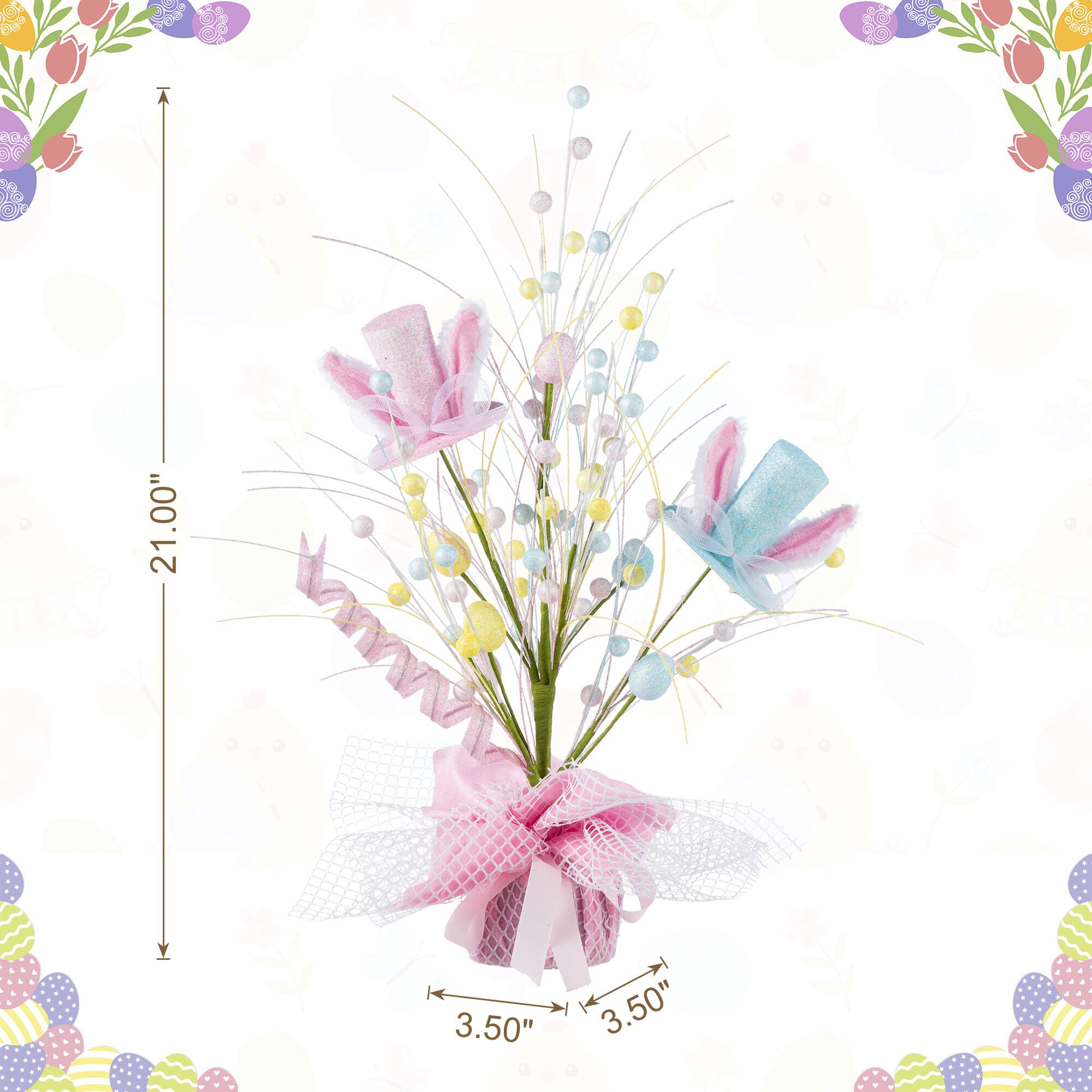 Glitzhome® 21" Easter Glitter Egg & Top Hat Table Tree Decor